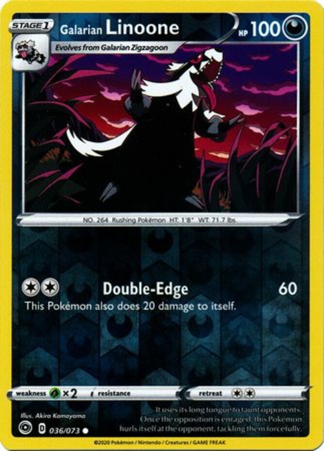 LP Pokemon Galarian Linoone - 036/073 - Common - Reverse Holo Lightly Played Cha