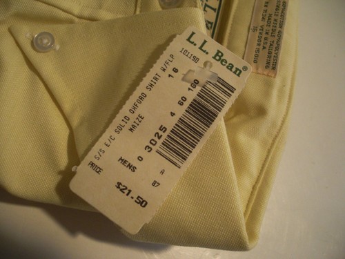 NEW L.L. Bean Men’s Yellow Button Down Oxford Short Sleeve 16 Dress Shirt USA - Picture 6 of 6