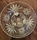 Vintage Anchor Hocking Clear Cut Glass Star of David Footed serving bowl