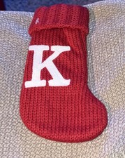 New Wondershop Red Mini 8  Christmas Knit Stocking Initial Letter  K  