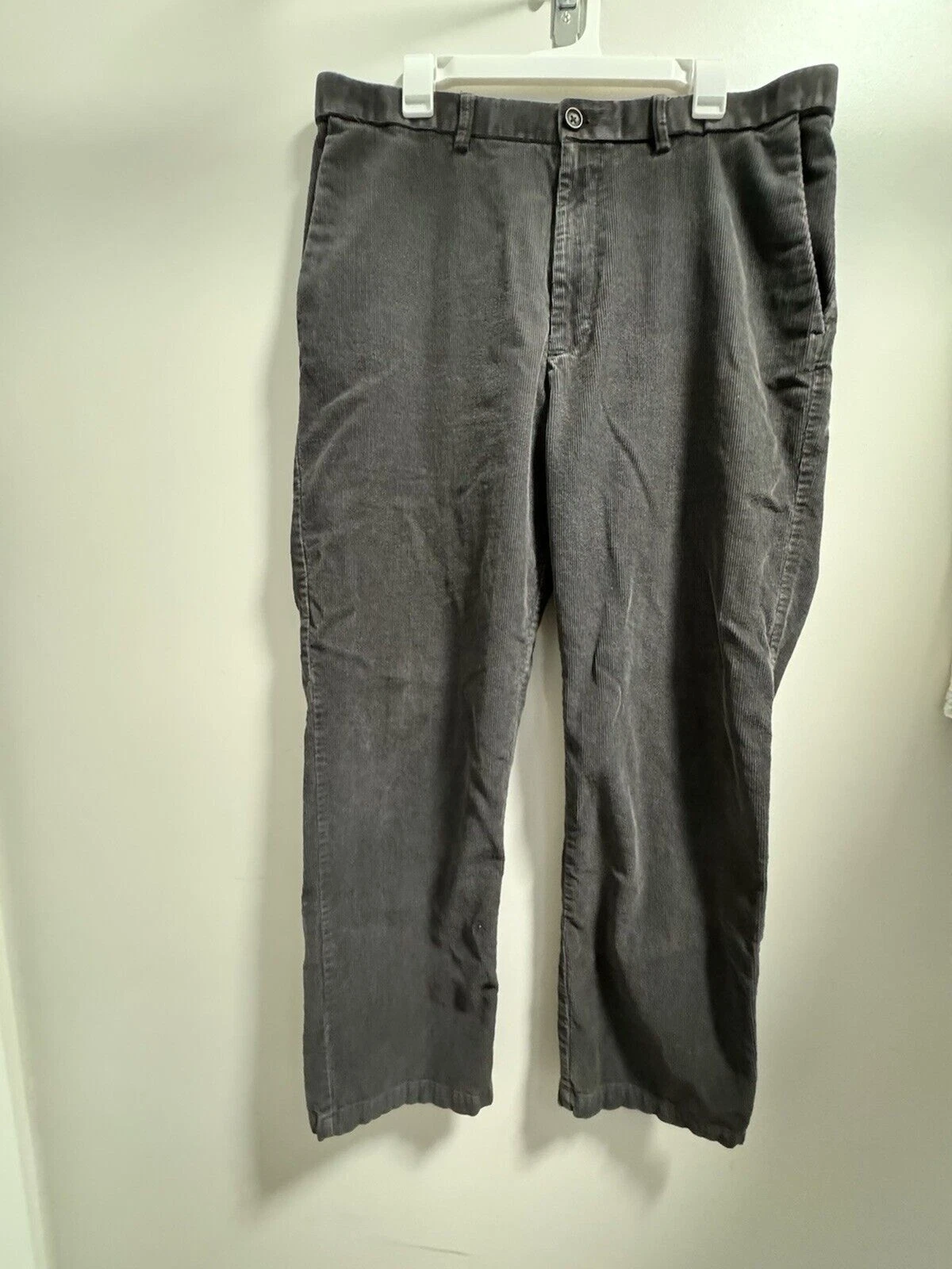 Haggar Corduroy Pants Mens 36x32 Gray Classic Fit Chino Stretch Trouser