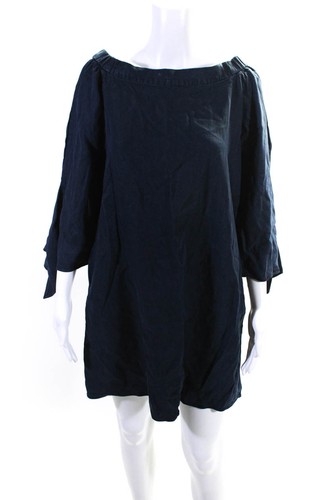 Abito donna Tibi spalle scoperte maniche lunghe blu navy cotone taglia 4 LL19LL