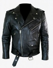 Men’s Black Buffalo A-Grade Leather Motorcycle Biker Cafe Racer Jacket