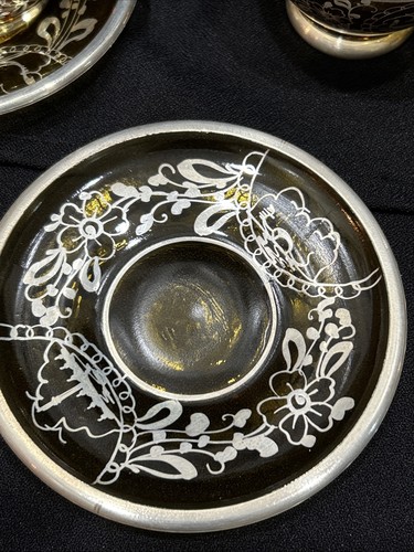 15 Piece Amber silver in laid? Bohemian? Glass Tea Set unmarked - Picture 3 of 20
