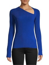 Helmut Lang Asymmetric Rib Knit Top Blue Cuto...