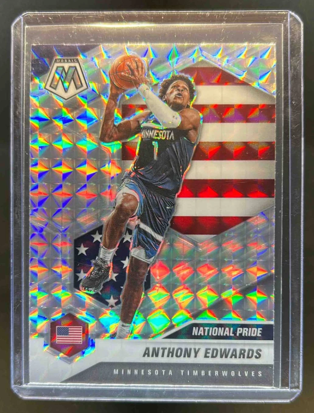 2020-21 Panini Mosaic Anthony Edwards Rookie National Pride RC #252 Timberwolves