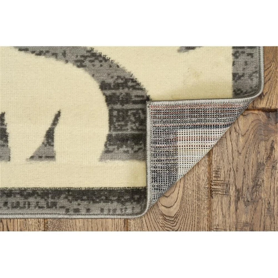 Ковер Linon Capri дамасский полипропиленовый 4 фута 3 дюйма x 7 футов 3 дюйма серый с костями - Изображение 3 из 4