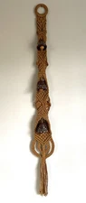 Vintage 70s Macrame Wall Hanging with Pottery Bells Boho 39”