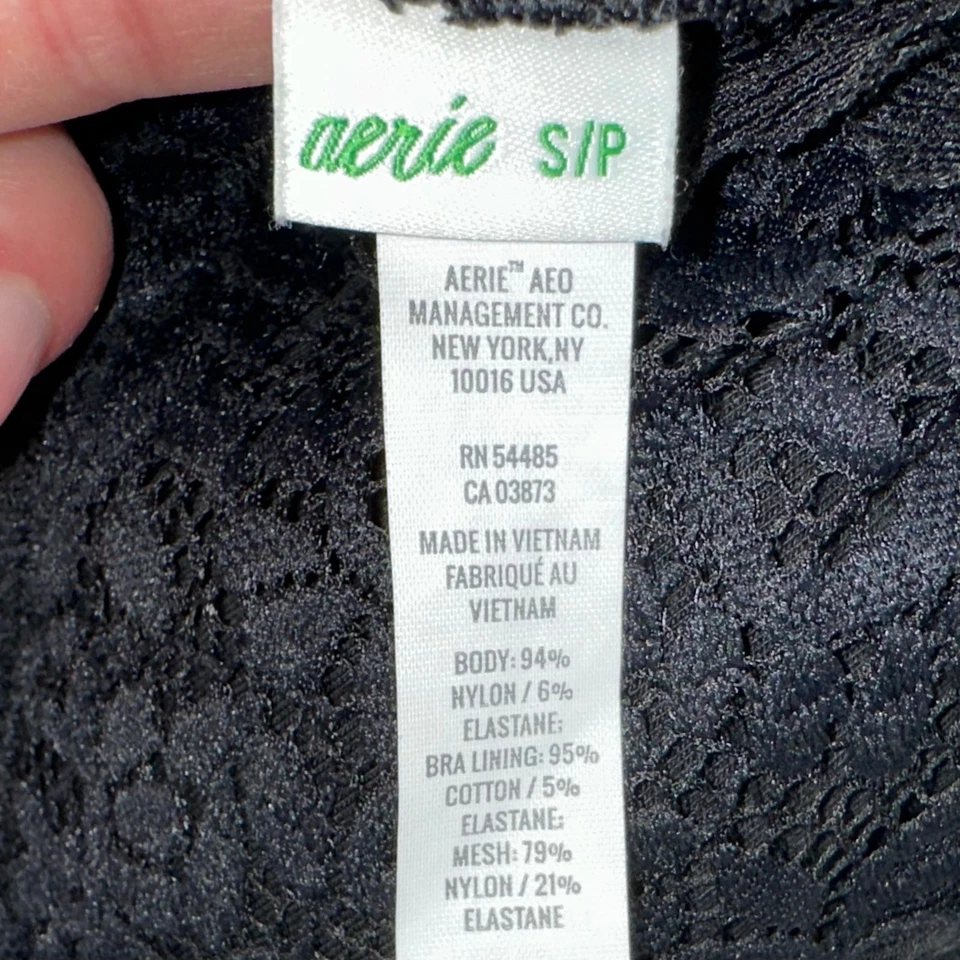 Aerie Far Out Black Lace Padded Strappy Longline Bralette Size Small - Image 4 of 4