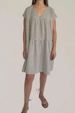 Grade & Gather short sleeve striped dress black/white