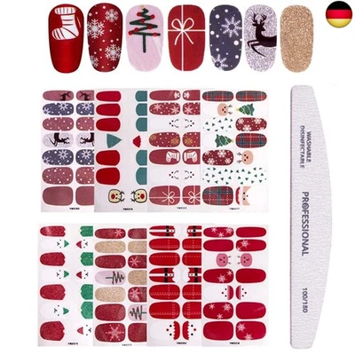 Kalolary 8 Blätter Nagel Aufkleber mit 1 Stücke Nagelfeile, Weihnachten N
