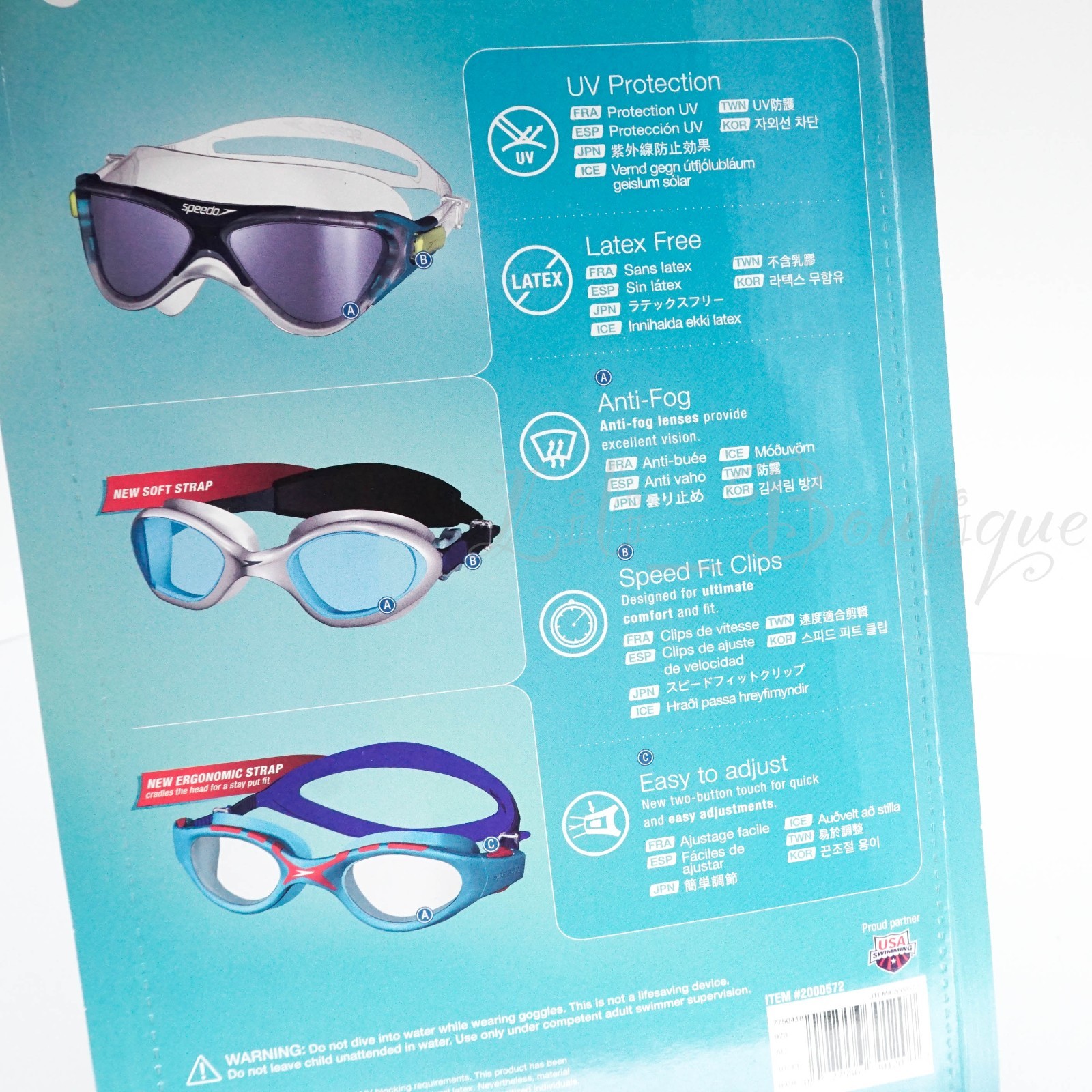 Speedo Junior (Age 6-14) Adjustable Swim Goggles 3 Pack  Anti-Fog UV Protect NIB