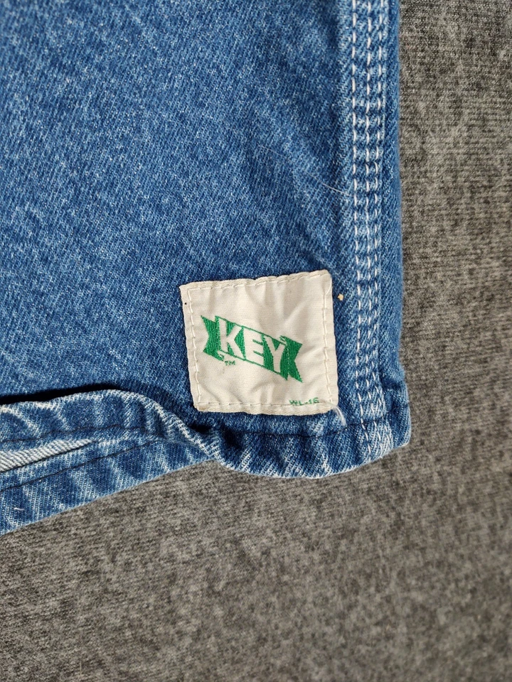 复古 90 年代钥匙木匠牛仔短裤男式 40 中号水洗棉易版美国 — 第 2/4 张图片