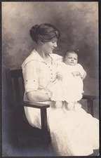 Adoring Mother & New Born Baby Pre-1920 RPPC Real Photo Postcard