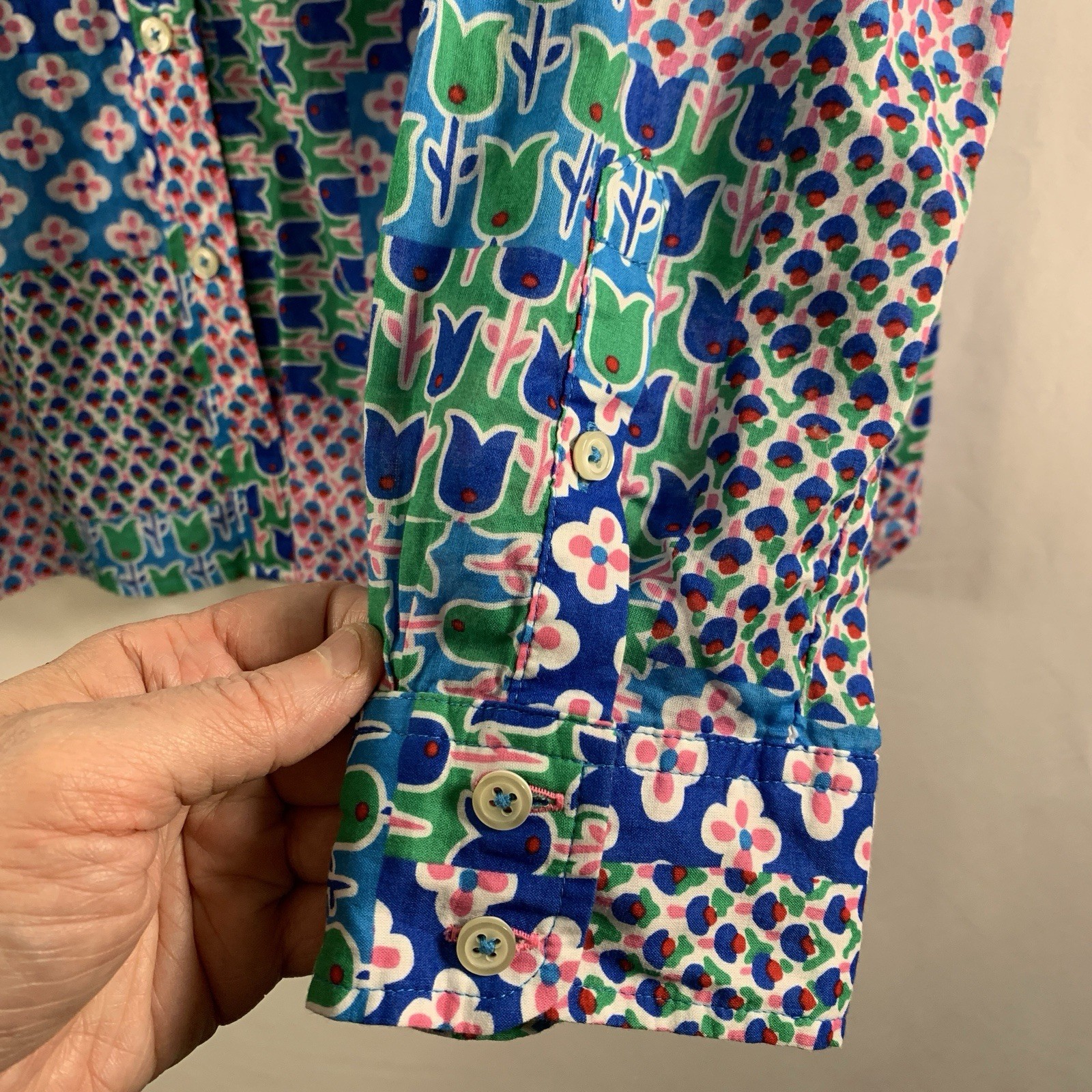 Talbots Womens Patchwork Print Button Top Sz XL P… - image 3