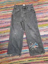 Vintage Y2K Warner Bros Superman Batman Faded Black Jnco Style Denim Jeans 8Kids