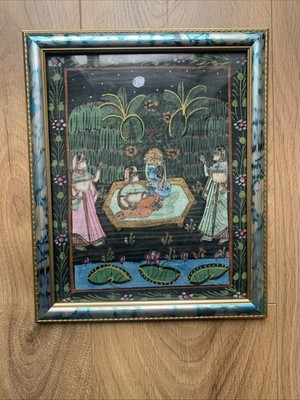 Vintage Pichwai Gemälde Lord Krishna Pichhwai Shrinath ji Handarbeit Indien