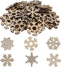 Tiny Wooden Snowflake 50Pcs Wooden Snowflakes Unfinished Wood Ornaments Cutouts