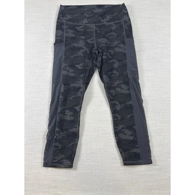 Fabletics PowerHold Camo Leggings Womens Small Grey Mesh Pocket Crop Yoga Pants - Image 1 of 4