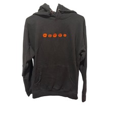 Halloween Embroidered Pumpkin Hoodie Black Pullover Sweatshirt M2580 Medium