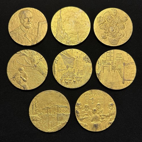 Lot 8 1978 Vincent Van Gogh Franklin Mint Starry Night Medal Gilt Bronze 60mm