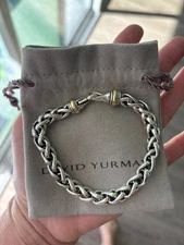🔥 AUTHENTIC DAVID YURMAN STERLING SILVER & 14K GOLD HEAVY WHEAT LINK BRACELET
