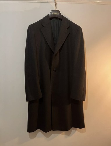 Canali Black Overcoat | EU 52 UK 42 | Herringbone Lana wool and cashmere blend  - Picture 1 of 11