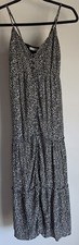 Abercrombie & Fitch Maxi Dress XS Sleeveless V-Neck Black White Polka Dot Boho