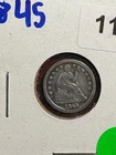 1845 Seated Liberty Half Dime 5 Cents SOME DAMAGE TO THE REV