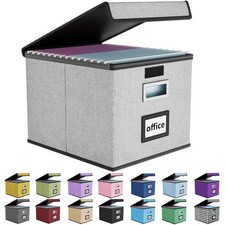 Upgraded Portable File Organizer Box With Lid Collapsible Linen Hanging Filing S