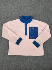 Patagonia Kids Microdini 1/2-Zip Fleece Pullover Sweater Size Large Pink Blue