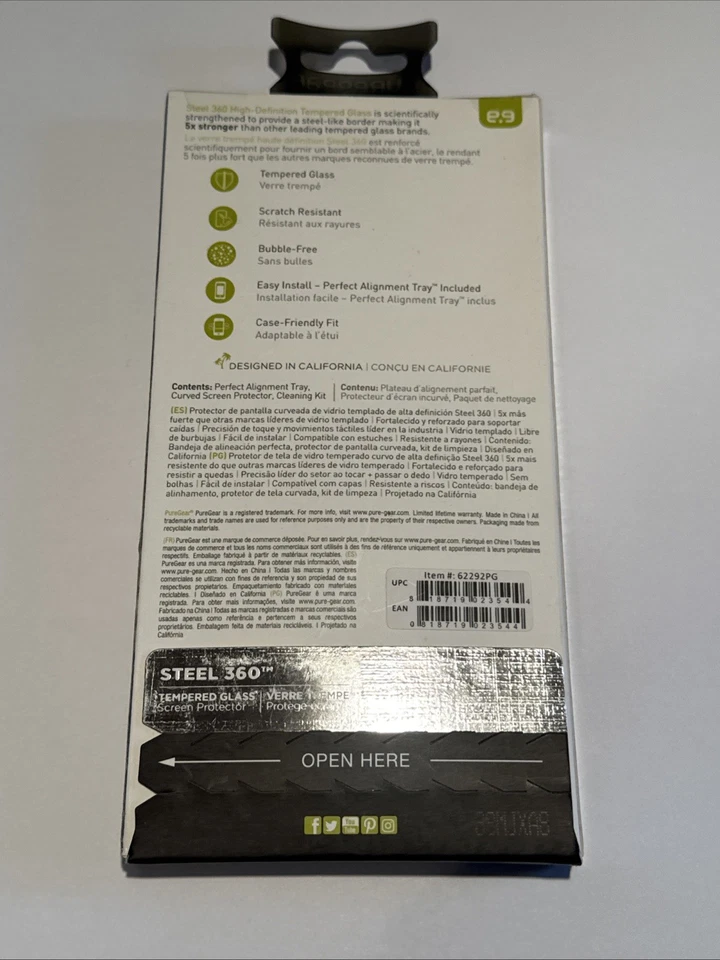 PureGear Samsung Galaxy S9+ Plus, Protector Cristal Templado Acero 360 Foto 4 de 4