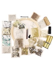 Aari Work Materials Kit Combo Pack Set of Gold Frame Color Beads Zari Zardosi