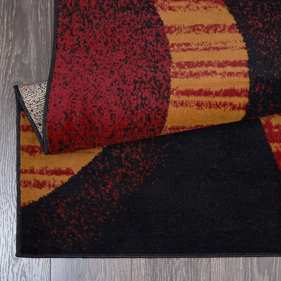 Alfombra geométrica Premium Indus negra/marrón 2 pies X 3 pies Foto 4 de 4