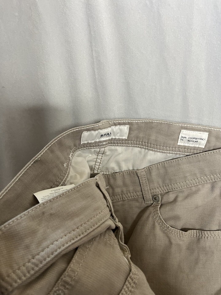 Brax Mens Chino Cooper Fancy Pants Lightweight Size 34x34 Light Khaki