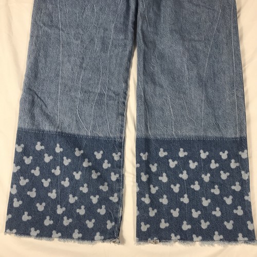 Zara Disney Mickey Mouse Denim Overall Bib Pants size 13-14 Girls Raw Hem - Picture 8 of 13