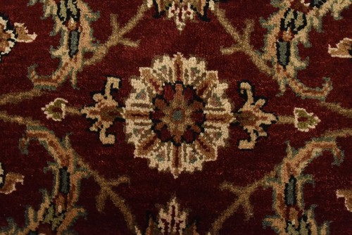 Agra Rug 5'11'' x 6'3'' Square Red Wool Traditional Hand-Knotted Oriental Carpet - Picture 7 of 14