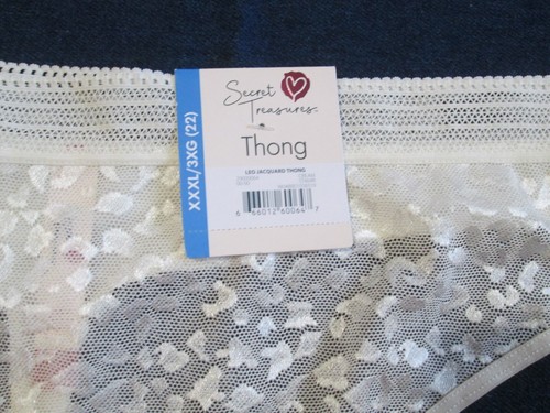 Secret Treasures Cream Leopard Lace Thong Panty Underwear Plus Size XXXL 10/3X - Picture 3 of 7