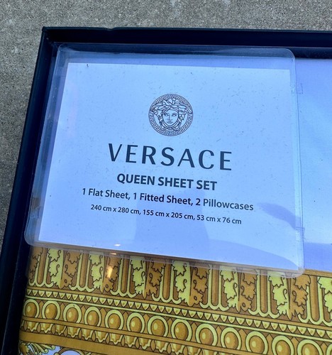 NEW Versace Barocco Cotton 4-Piece Sheet Sheet White/Gold $875 FREE Shipping - Picture 2 of 4
