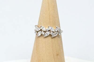 Schöner Vintage Ring Zirkonia Edelstein florales Design Sterlingsilber Größe 7