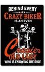 Sign Metal Motorcycle Vintage Motor Motorcycles Garage Crazy Biker Old Lady