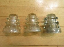 Lot of 3 Vintage Glass HEMINGRAY & WHITALL TATUM Electric Insulators Made in USA