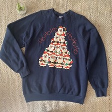 VTG Ho Ho Ho Santa Claus Graphic Sweatshirt Ugly Xmas Adult Large 50/50