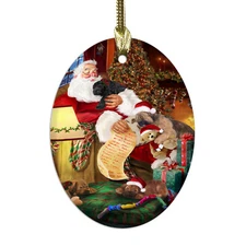 Briard Dog Oval Glass Christmas Hanging Ornaments for X-mas Tree Decorations