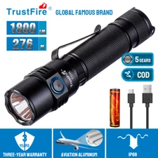 TrustFire T11R 1800LM Tactical Flashlight TypeC Rechargeable Waterproof Torch X.