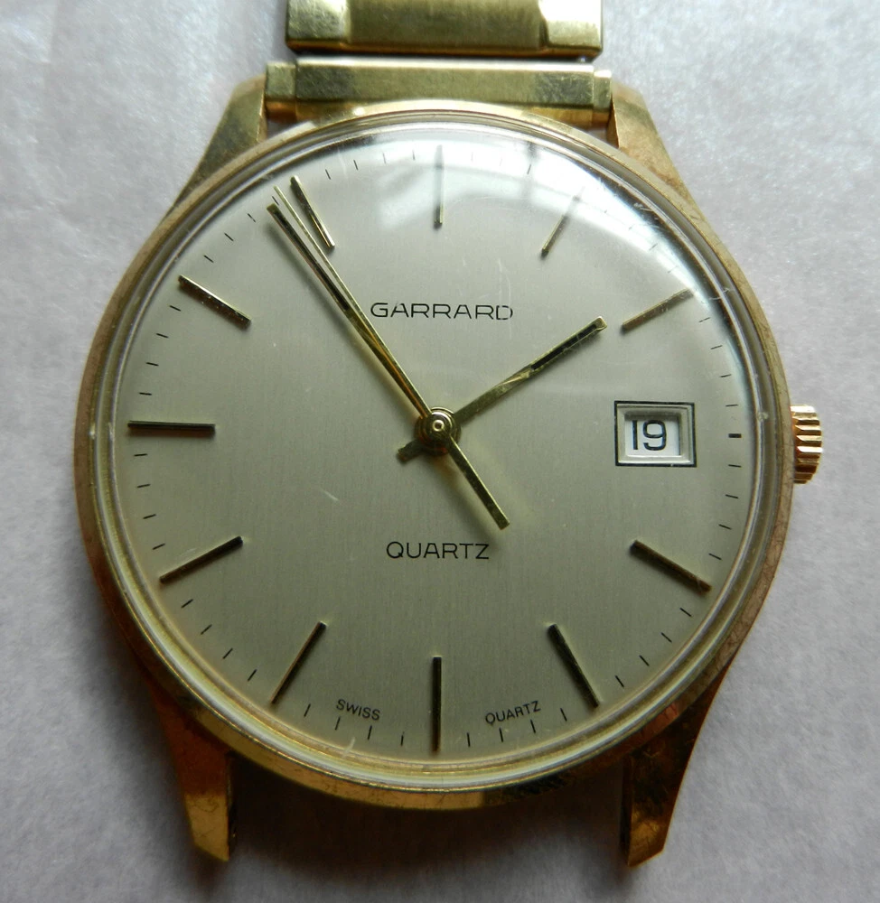 9k kt ct Solid Gold Swiss Garrard Men s Quartz Bracelet Watch Date