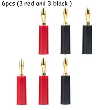 6 x Banana Plug Jack Connector Dual Screw Audio 24K Gold Plated Speaker Wire 4mm