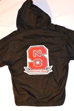 Nc State Marching Band Black Nylon Pullover Jacket! 1/2 Zip/hood/cotton Lined! S