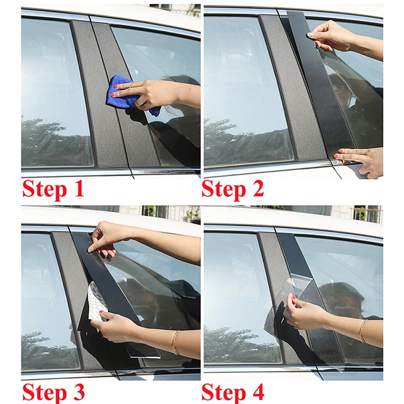 6Pcs Gloss Black Pillar Posts Window Trim Decal Cover For Nissan Versa 2012-2019 — 第 4/4 张图片