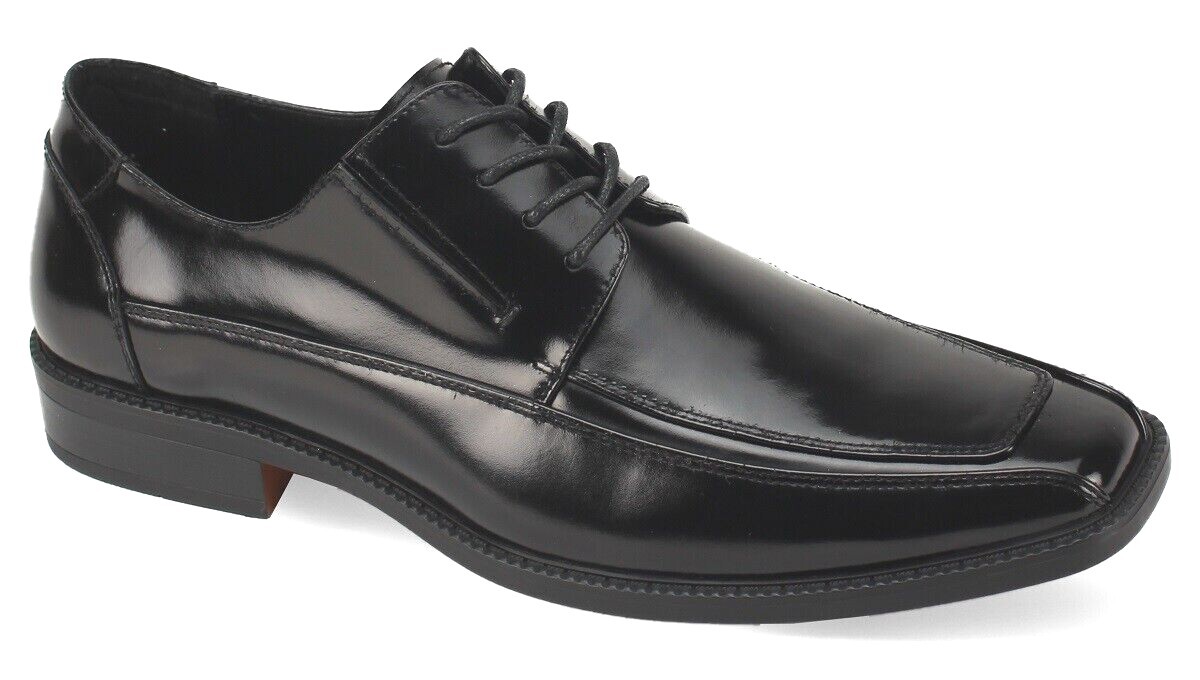 Men's Dress Shoes Bike Toe Oxford Black Lace Up GEORGIO VENTURI